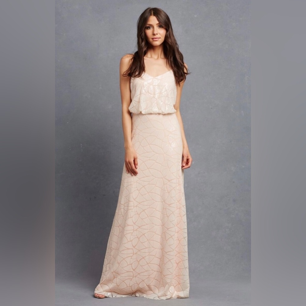 Donna Morgan Olivia Apricot Blush Sequin Dress Size 16